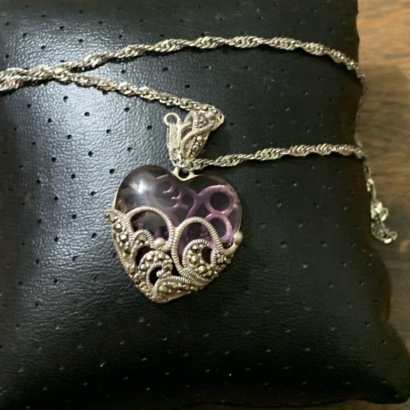 ITALY 925 STERLING SILVER NECKLACE STONE PENDANT - Picture 3 of 11